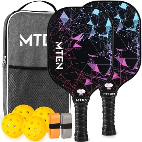 MTEN Pickleball Paddles Set of 2 with 4 Balls